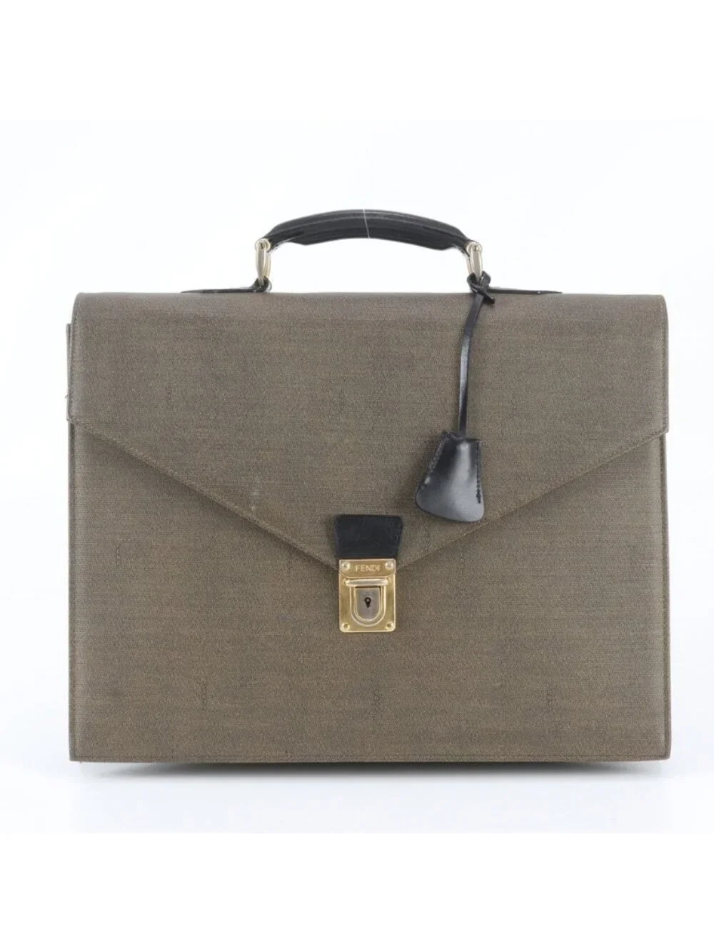 Fendi Vintage Leather Business Document Briefcase